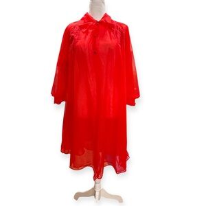 Vintage Red Peignoir Lingerie Robe Large size (see measurements)
